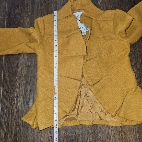 Anthropologie Tabitha Gold Terrace House Jacket Wool Blend Sz 2 Ruffle Preppy - Picture 12 of 14
